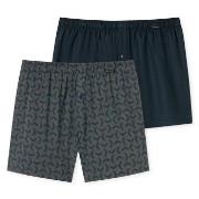 Schiesser Kalsonger 2P Leg Flattering Boxer Shorts Blå/Grå bomull X-La...