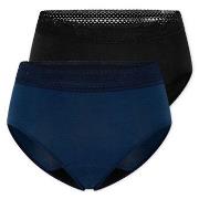 Schiesser Trosor 2P Care Retro Period Pants Svart/Blå bomull 42 Dam