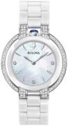 Bulova Damklocka 98R265 Diamond Vit/Keramik Ø35 mm