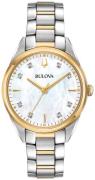 Bulova Damklocka 98P184 Diamond Vit/Gulguldtonat stål Ø31 mm