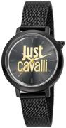 Just Cavalli Damklocka JC1L007M0085 Logo Svart/Stål Ø34 mm