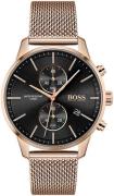 Hugo Boss Herrklocka 1513806 Svart/Roséguldstonat stål Ø42 mm