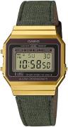 Casio Damklocka A700WEGL-3AEF Vintage LCD/Läder