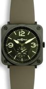 Bell & Ross Herrklocka BRS-CERAM-MIL BR S Quartz Grön/Gummi Ø39