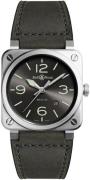 Bell & Ross Herrklocka BR-03-92-GREY-LUM Br 03-92 Svart/Läder