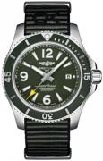 Breitling Herrklocka A17367A11L1W1 Superocean 44 Grön/Textil Ø44 mm