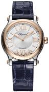 Chopard Damklocka 278608-6001 Happy Sport Silverfärgad/Läder Ø33 mm