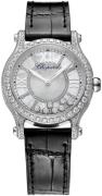 Chopard Damklocka 274891-1008 Happy Sport Silverfärgad/Läder Ø36 mm