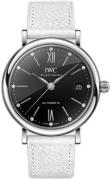 IWC Damklocka IW458611 Portofino Svart/Läder Ø37 mm