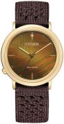 Citizen Damklocka EM1003-48X Eco Drive Brun/Textil Ø34 mm