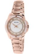 Bulova Damklocka 98P141 Vit/Roséguldstonat stål Ø32 mm