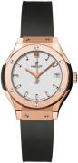 Hublot Damklocka 581.OX.2611.RX Classic Fusion Vit/Gummi Ø33 mm