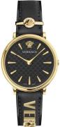 Versace Damklocka VE8104622 V Circle Svart/Läder Ø38 mm