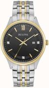 Bulova Herrklocka 98D160 Diamond Svart/Gulguldtonat stål Ø40 mm