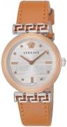 Versace Damklocka VELW01022 Meander Silverfärgad/Läder Ø34 mm