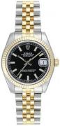 Rolex Damklocka 178273-0019 Datejust Midsize Svart/18 karat gult guld