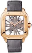 Cartier Santos De Cartier Herrklocka WHSA0010 Skelettskuren/Läder