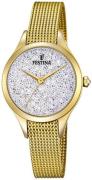 Festina Mademoiselle Damklocka F20337-1 Kristallinfattad/Gulguldtonat