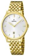 Festina Dress Herrklocka F16746-1 Vit/Gulguldtonat stål Ø39 mm