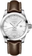 Longines Herrklocka L3.778.4.76.4 Conquest Silverfärgad/Läder Ø43