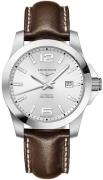 Longines Herrklocka L3.777.4.76.4 Conquest Silverfärgad/Läder Ø41