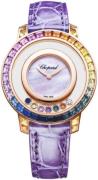 Chopard Damklocka 20A002-5901 Happy Diamonds Lila/Läder Ø35.5 mm