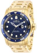 Invicta Herrklocka 39086 Pro Diver Blå/Gulguldtonat stål Ø48 mm