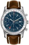 Breitling Herrklocka A24322121C1X2 Navitimer World Blå/Läder Ø46 mm