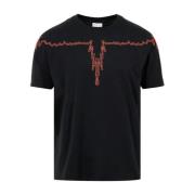 Marcelo Burlon Kontrasterande Vingar Bomull T-shirts och Polos Black, ...