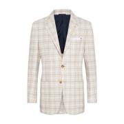 Kiton Deconstructed Rutig Blazerjacka Beige, Herr