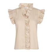 Co'Couture Top med Volangdetaljer Beige, Dam