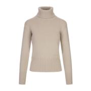 Fedeli Beige Cashmere Turtleneck Sweater Brown, Dam