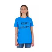 Frankie Morello Ljusblå Bomull T-shirt med Tryck Blue, Dam