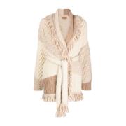 Alanui Talking Glacier Ull Cardigan Beige, Dam