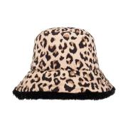 Yves Salomon Bucket hat with animal print Beige, Dam