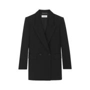 Saint Laurent Klassisk Ull Dubbelknäppt Blazer Black, Dam