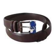 Costume National Brown Genuine Leather Silver Buckle Belt Brown, Unise...