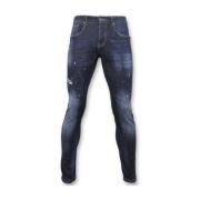 True Rise Bas Herrbyxor - Jeans med Färgglada Fläckar - D3068 Blue, He...