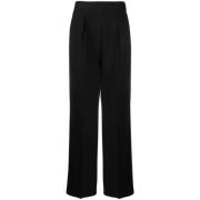 Msgm Leather Trousers Black, Dam