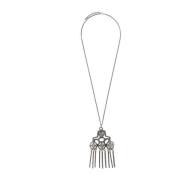 Saint Laurent Oversized Talisman Charm Halsband Gray, Dam