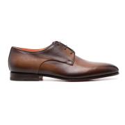 Santoni Cognacbruna Derby-skor i läder Brown, Herr