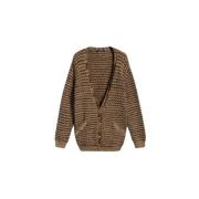 Twinset Jacquard Cardigan med knappstängning Brown, Dam