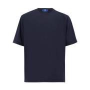 Kiton Bomulls Crew-neck T-shirt för varma dagar Blue, Herr