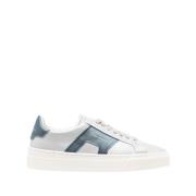 Santoni Dubbel spänne metalliska lädersneakers White, Dam