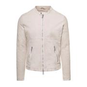 Giorgio Brato Biker Läderjacka Beige, Herr