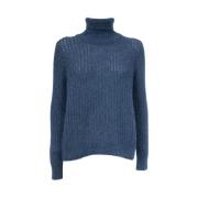 Gran Sasso Slim Fit Högkrage Tröja Blue, Dam