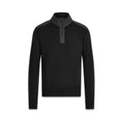 Belstaff Merino Svart Quarter Zip Jumper Black, Herr