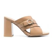 Calvin Klein Stilfulla Läderklackar Mules Beige, Dam