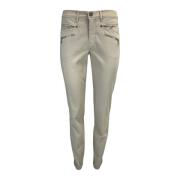 2-Biz Slim Fit Jeans - Mörkblå Beige, Dam