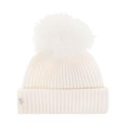 Yves Salomon Beanie med logotyp White, Dam